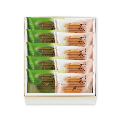 Minamoto Kitchoan Fukuwa Senbei Cream Sandwich Cookie Assortment (Plain & Matcha)