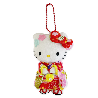 Sanrio Japanese Silk Kimono Hello Kitty Plush Mascot Keychain