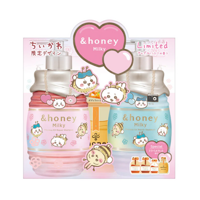 Chiikawa × &honey Milky Precious EX Repair Shampoo & Conditioner Set