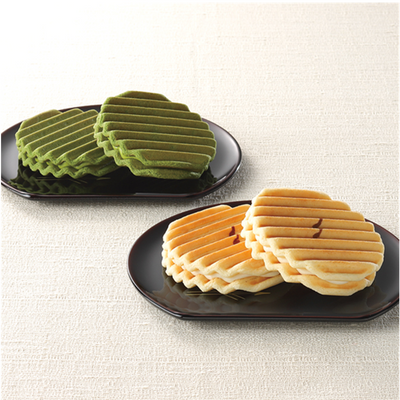 Minamoto Kitchoan Fukuwatari Senbei Plain and Matcha Cookies (12 pieces)