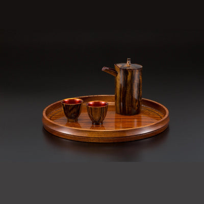 Kameya Japan Tradition - Kurogaki Wood Sake Set and Zelkova Bowl by Living National Treasure Ryozo Kawakita