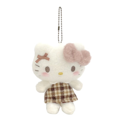 Sanrio Soft Mocha Check Hello Kitty Plush Keychain