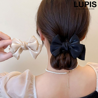 LUPIS Ribbon Slim Hair Clip v2638 Beige/Black