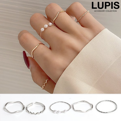 Lupis Silver Simple Ring Set