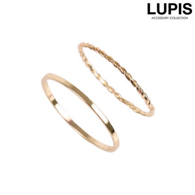 LUPIS Twist x Simple Line Gold Ring Set