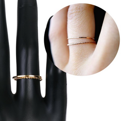 LUPIS Twist x Simple Line Gold Ring Set