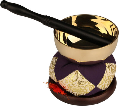 PREORDER Oda Kobo Brass Altar 4-Piece Bell Set with Mirror Finish and Wooden Bell Stand (7.58 cm)