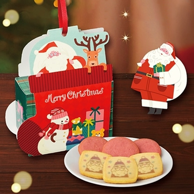 Ginza Cozy Corner Christmas Santa & Socks Raspberry and White Chocolate Cookies