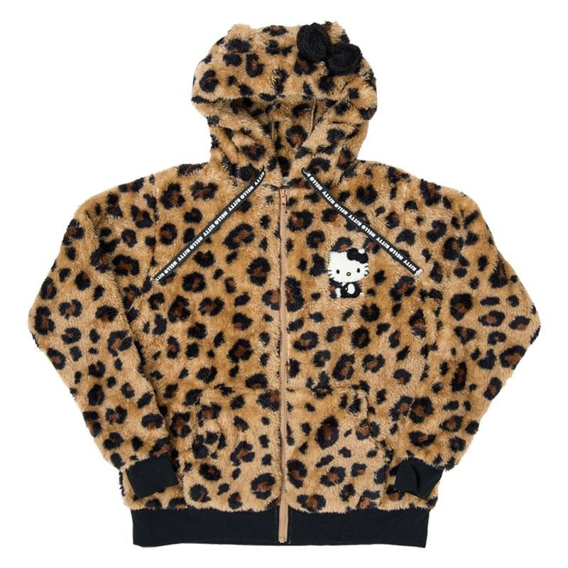 Hello Kitty Zip-Up Boa Hoodie – Brown / White