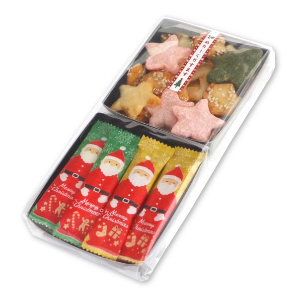 Ginza Akebono Santa Okaki Rice Crackers and Merry Christmas Set