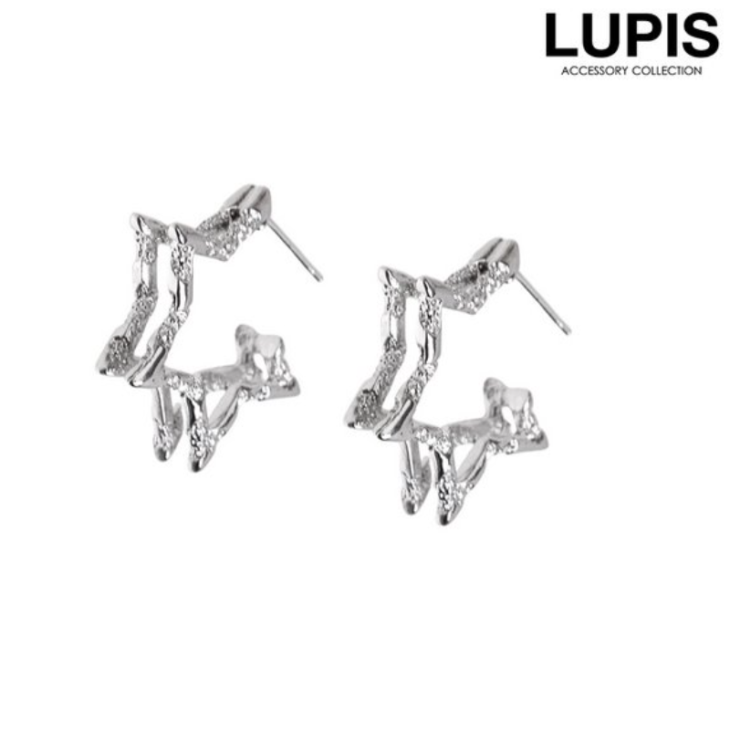 Lupis Double Line Star Hoop Earrings