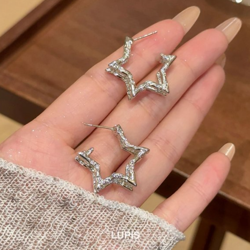 Lupis Double Line Star Hoop Earrings