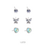 Lupis Butterfly x Heart x Stone Earrings Set