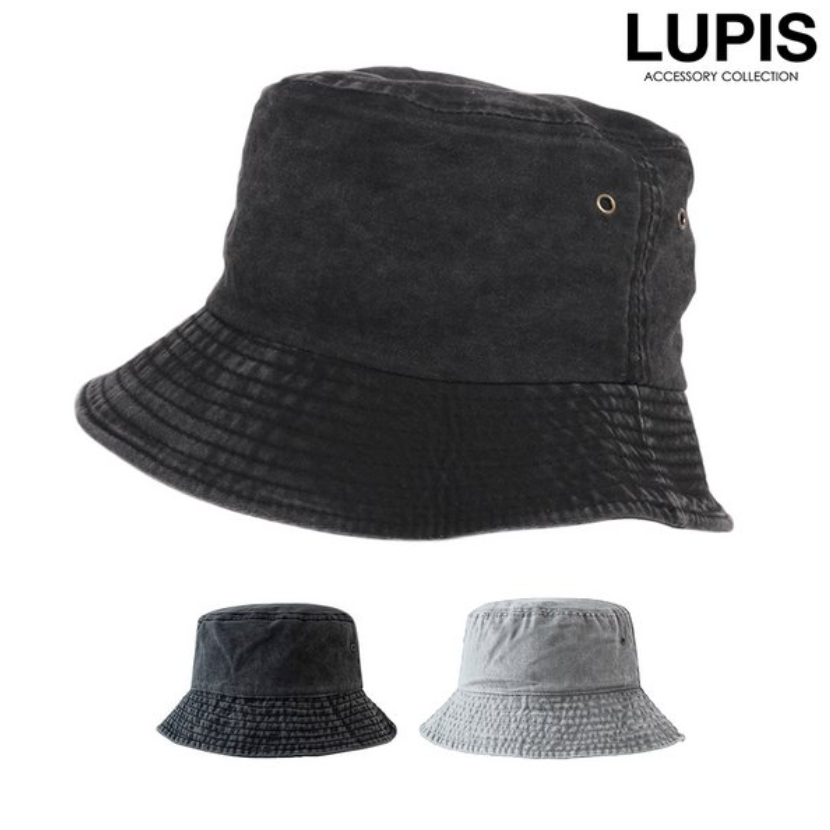 Lupis Washed Denim Bucket Hat Black/Grey