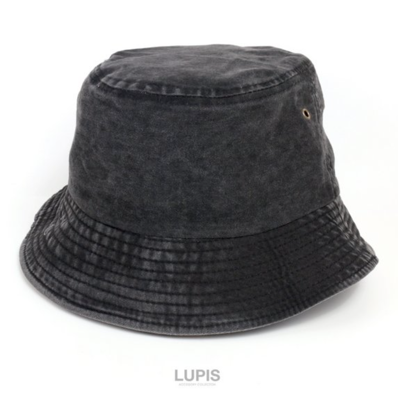 Lupis Washed Denim Bucket Hat Black/Grey