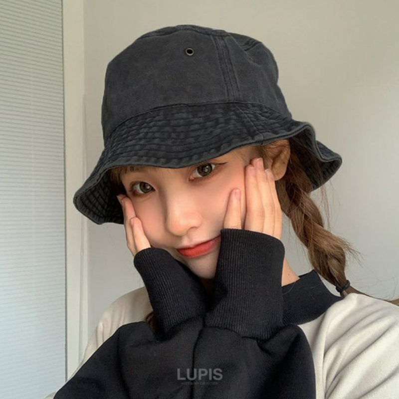Lupis Washed Denim Bucket Hat Black/Grey
