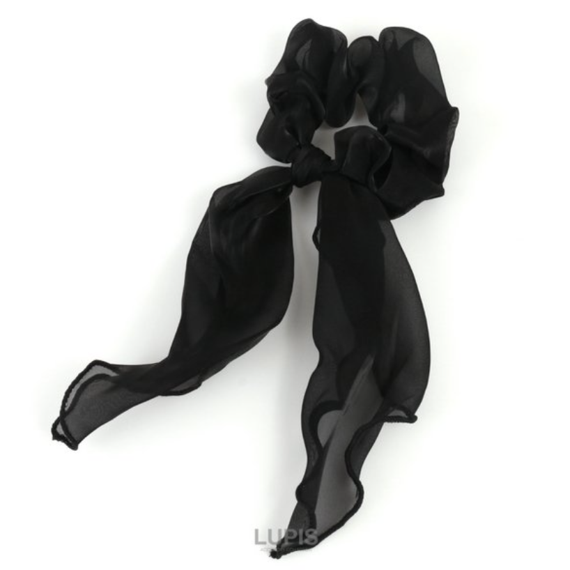 LUPIS Satin Organza Bow Hair Tie, Black, v1099
