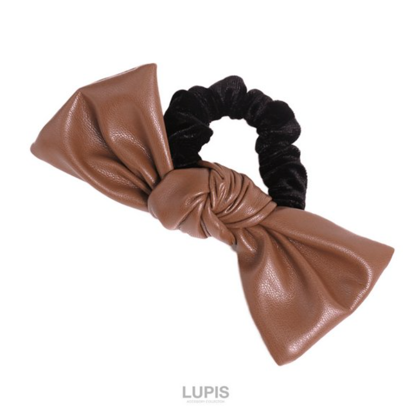 LUPIS Leather Bow Hair Tie v1263 Black/Brown