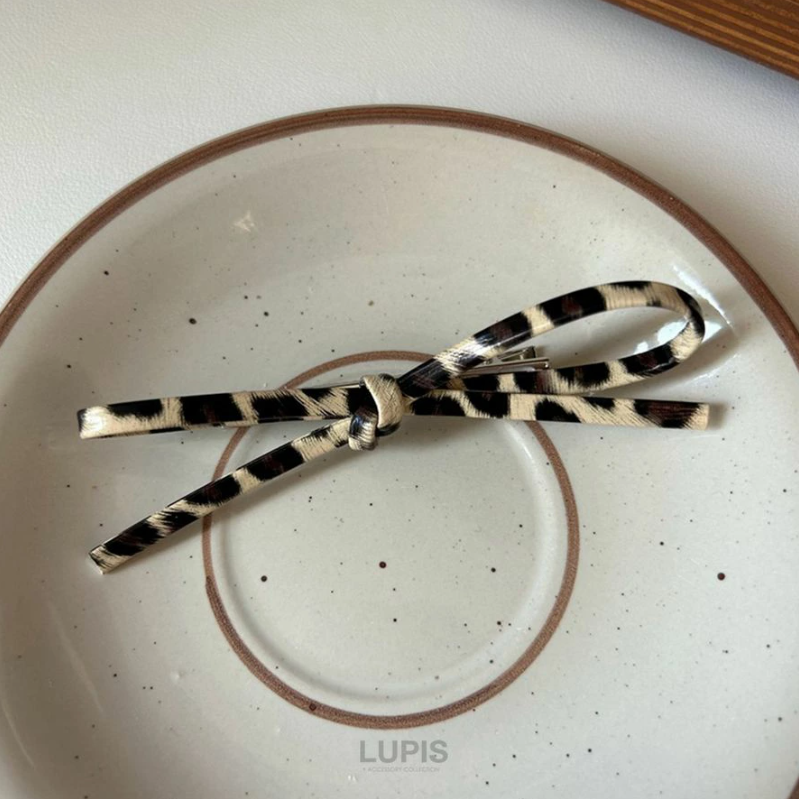 Leopard Print Ribbon Hair Clip