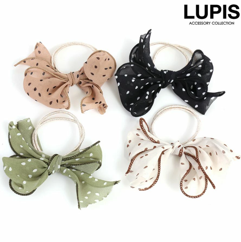 LUPIS Black Dot Ribbon Hair Tie