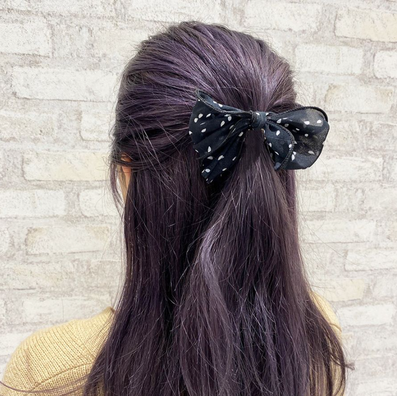 LUPIS Black Dot Ribbon Hair Tie