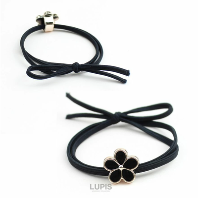 Flower Double Hair Tie Black