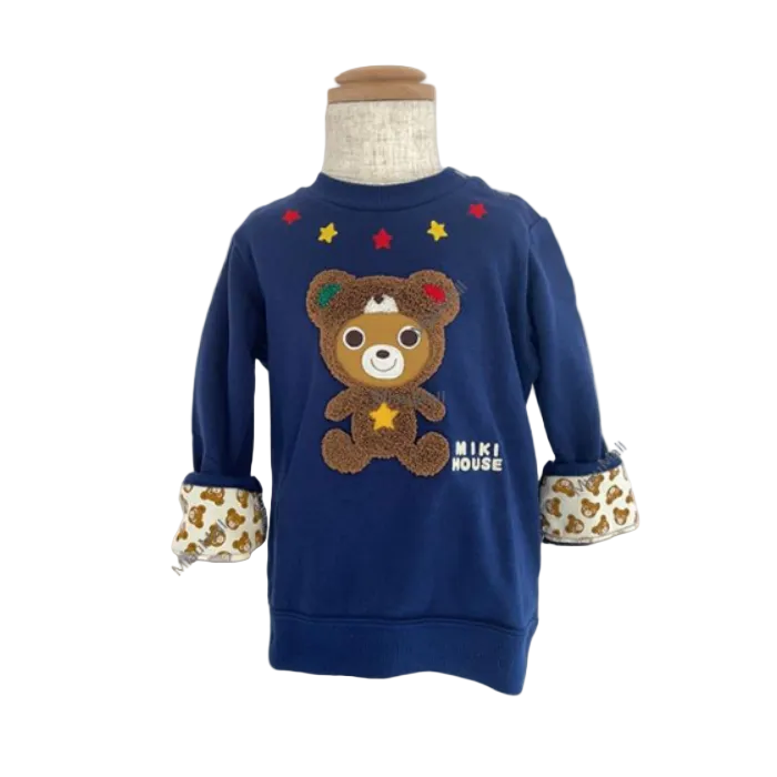 MIKIHOUSE Pucci Bear Blue Long-Sleeved Sweatshirt