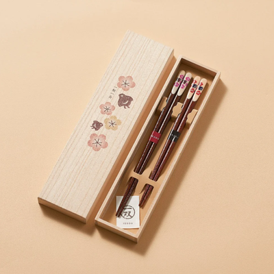 PREORDER Ishida Plum Blossom and Bird Pattern Couples' Chopsticks Set