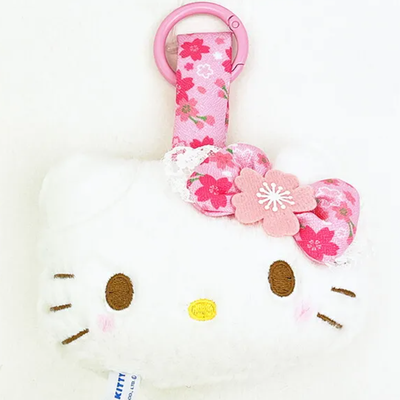 Sanrio Sakura Kimono Face Tag Plush Keychain
