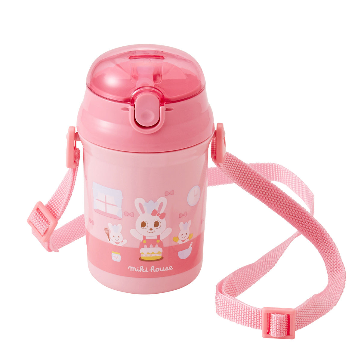 Miki House Straw Hopper Kids' Bottle with Strap
