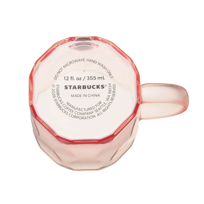 Starbucks SAKURA 2026 Heat-Resistant Pink Gradient Medal Glass Mug