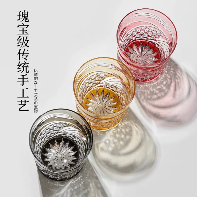 Kagami Edo Kiriko Mai Rock Glass (Assorted Colors Available)