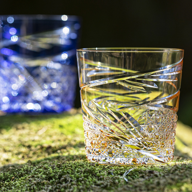 Kagami Edo Kiriko Mai Rock Glass (Assorted Colors Available)