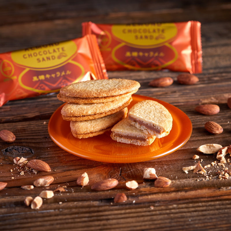 Okashi Goten Almond and Okinawan Brown Sugar Caramel Flavored Chocolate Sandwich Cookies