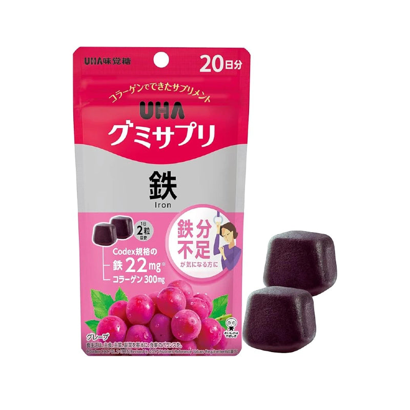 UHA Iron, Folic Acid and Collagen Fortified Grape Flavored Gummy Candy