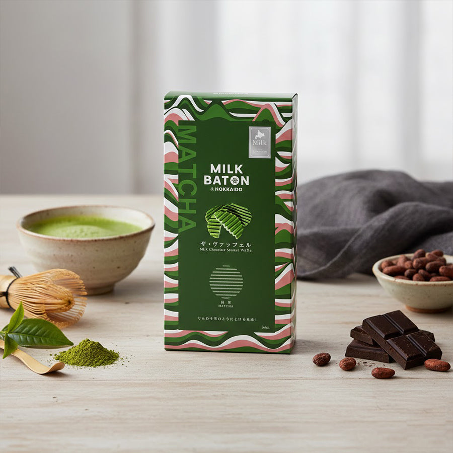 MILK BATON The Waffle Matcha - Matcha Chocolate Covered Waffle Cookies (5 pieces)