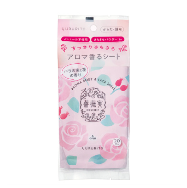 YURURITO Rose Hip Scented Face and Body Wipes