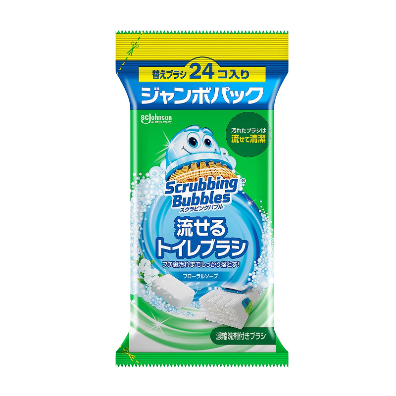 Johnson Scrubbing Bubble Flushable Toilet Brush (Refills, 24-Pack, Floral Soap Scent)