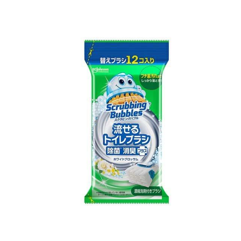 Johnson Scrubbing Bubbles Flushable Toilet Brush (Refill, 12-pack, White Blossom)