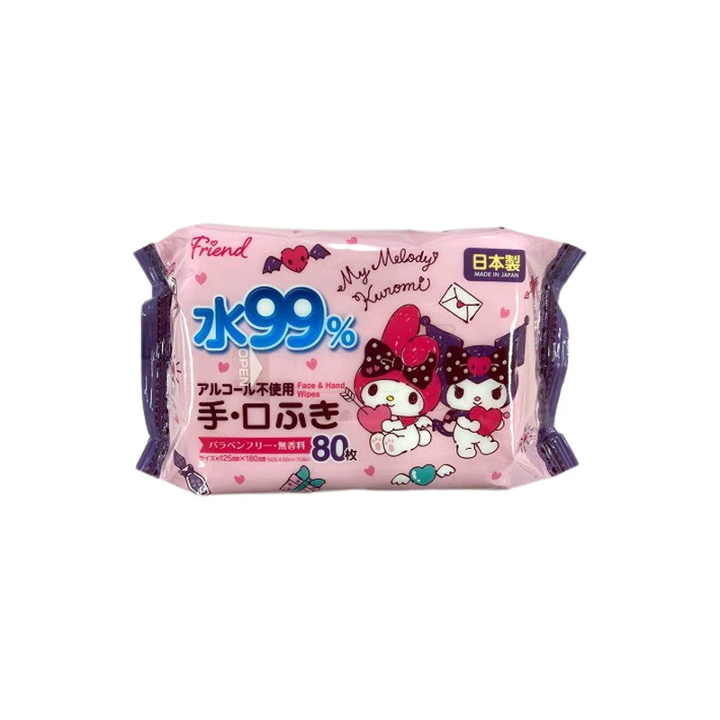 Watts Sanrio My Melody and Kuromi Alcohol-Free 99% Water Hand and Mouth Wipes