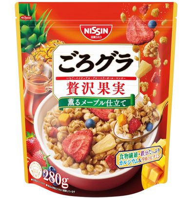 Nissin GoroGra Fancy Fruit Granola Cereal with Aromatic Maple Syrup