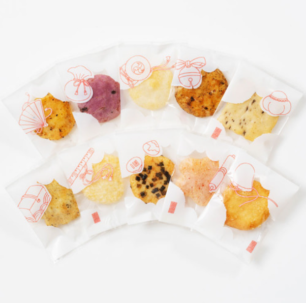 Shikibunosato Genji Arare 10 Tales of Uji Small Rice Cracker Assortment (16 pouches)