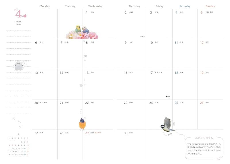 PREORDER Fluffy and Round Birds 2026 Schedule Book