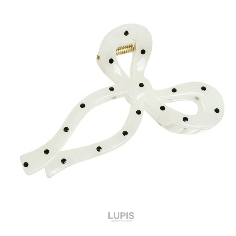 LUPIS White Polka Dot Shark Clip