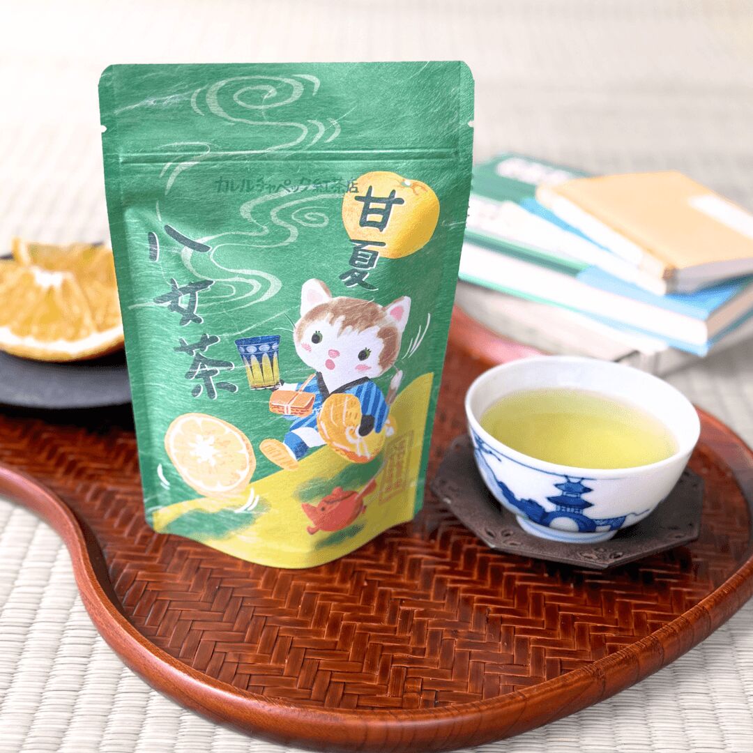 Karel Capek Amanatsu Orange Yame Green Tea and Amaou Strawberry Hojicha