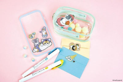 PREORDER mofusand Reusable Healing Washi Tape Style Deco Stickers & Memo Book (with Original Stand)