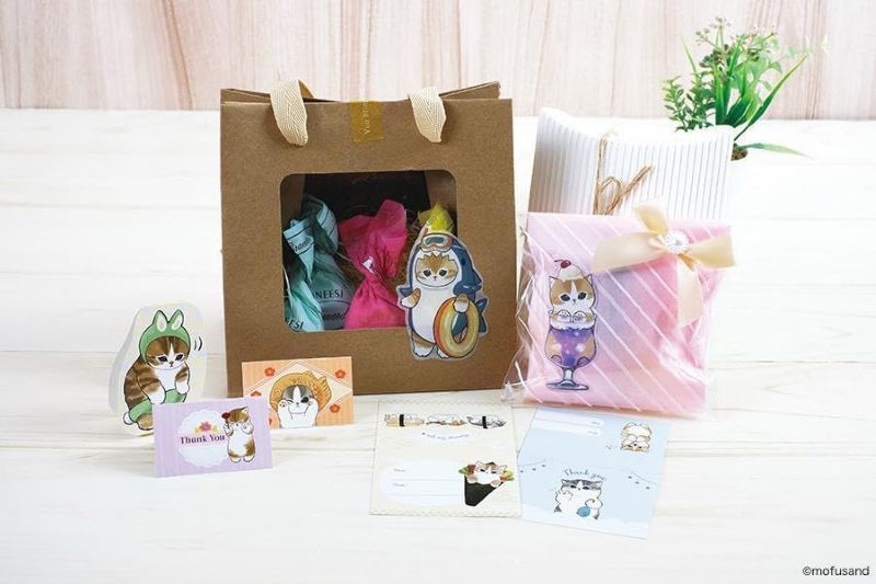 PREORDER mofusand Reusable Healing Washi Tape Style Deco Stickers & Memo Book (with Original Stand)