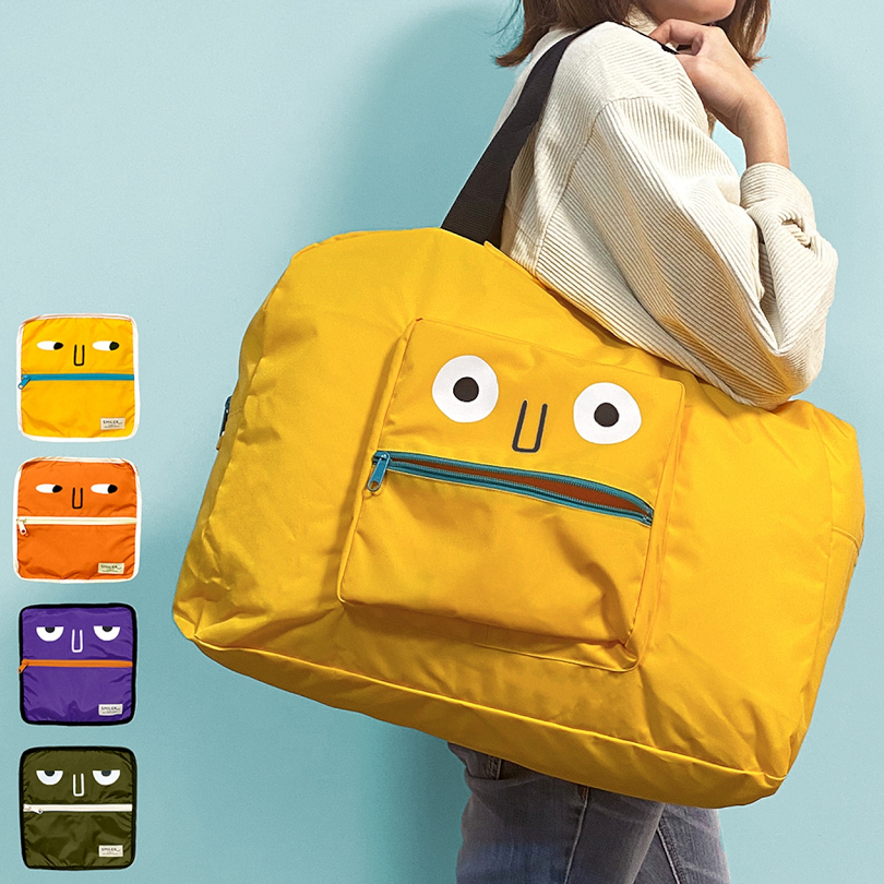 SMILER Travel Monster Foldable Yellow Boston Bag