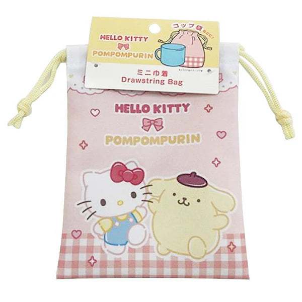Sanrio Hello Kitty & Pompompurin Gingham Mini Drawstring Pouch