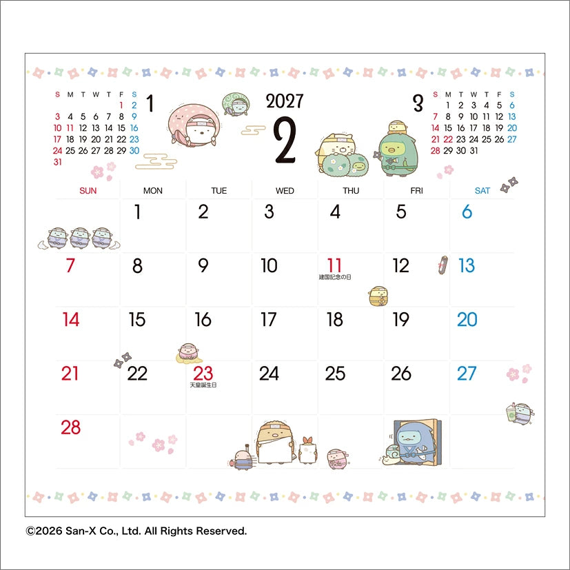 PREORDER Sumikko Gurashi Desktop Whiteboard Calendar 2027